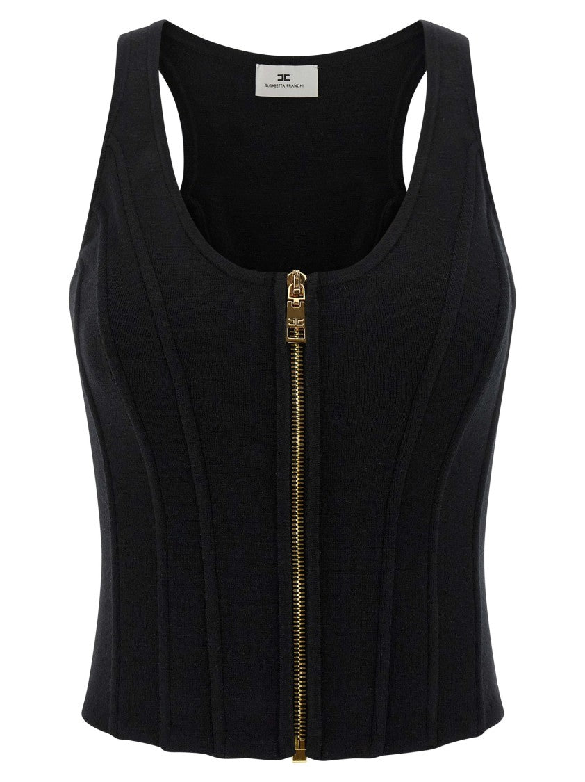 Elisabetta Franchi Structured Wool Blend Bustier Top
