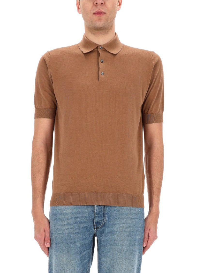 Lardini Solid Cotton Ribbed Cuffs Polo Shirt