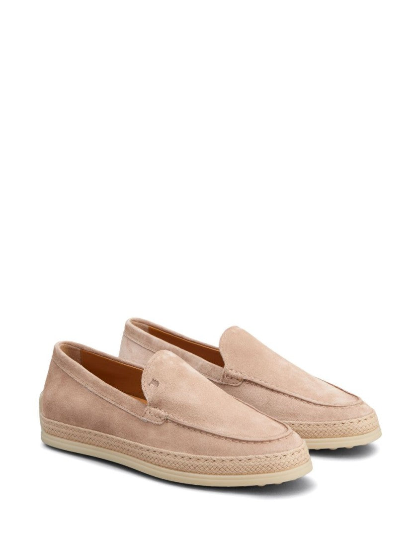 Tod's Suede Slip-On Flat Shoes With Textured Sole