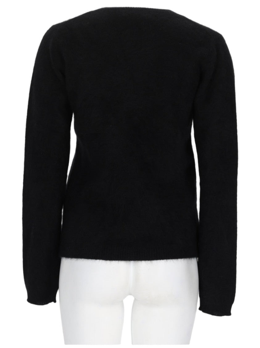 P.A.R.O.S.H. Soft-Fuzzy Black Pullover Sweater With Round Neckline