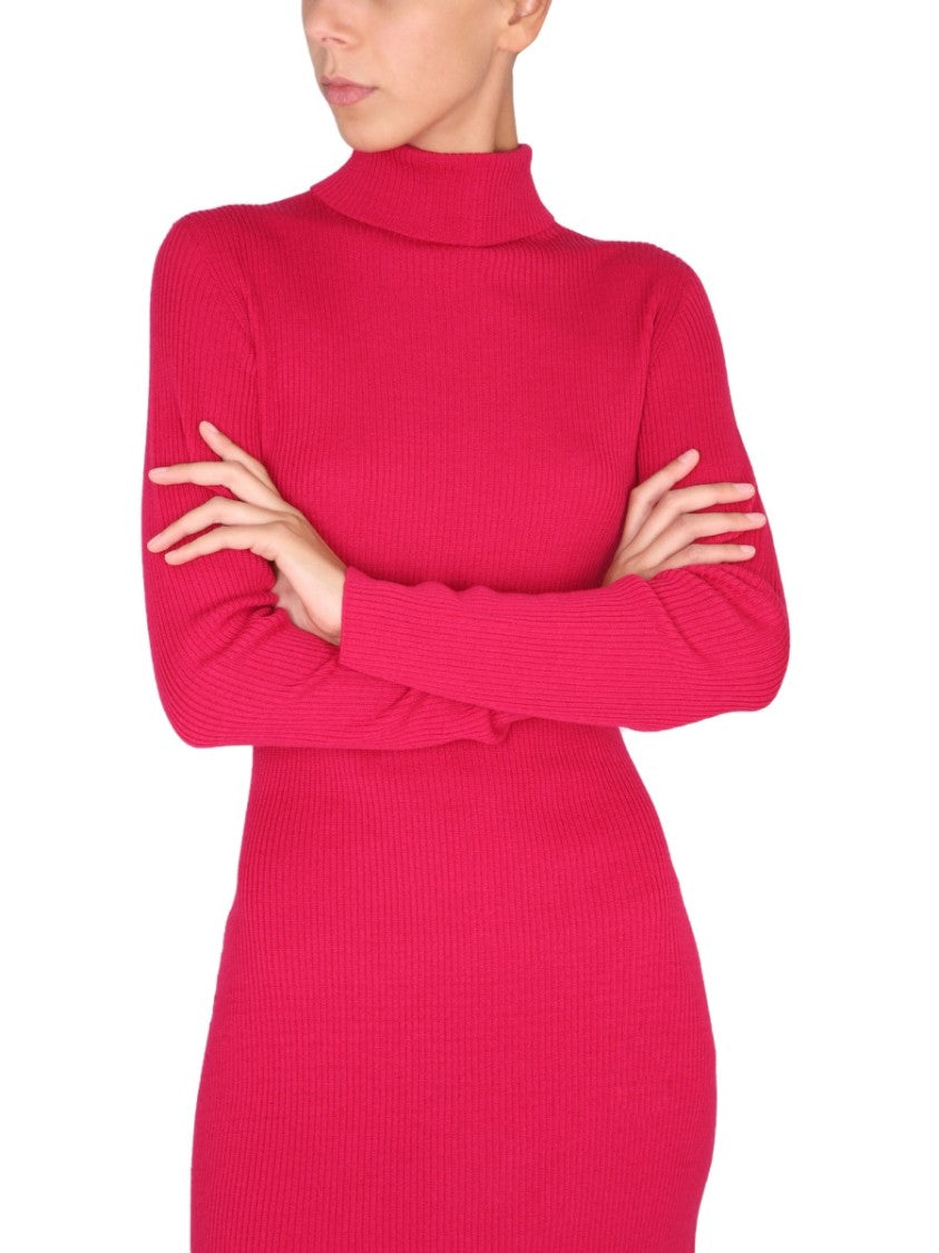 Dsquared2 Fitted High Neck Ribbed Knit Dress