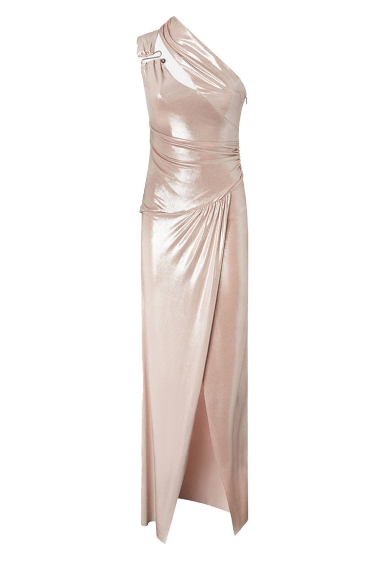 Pinko One-Shoulder Draped Side Slit Dress