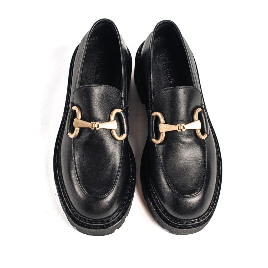 Vamsko Bea Black Metallic Horsebit Leather Loafers