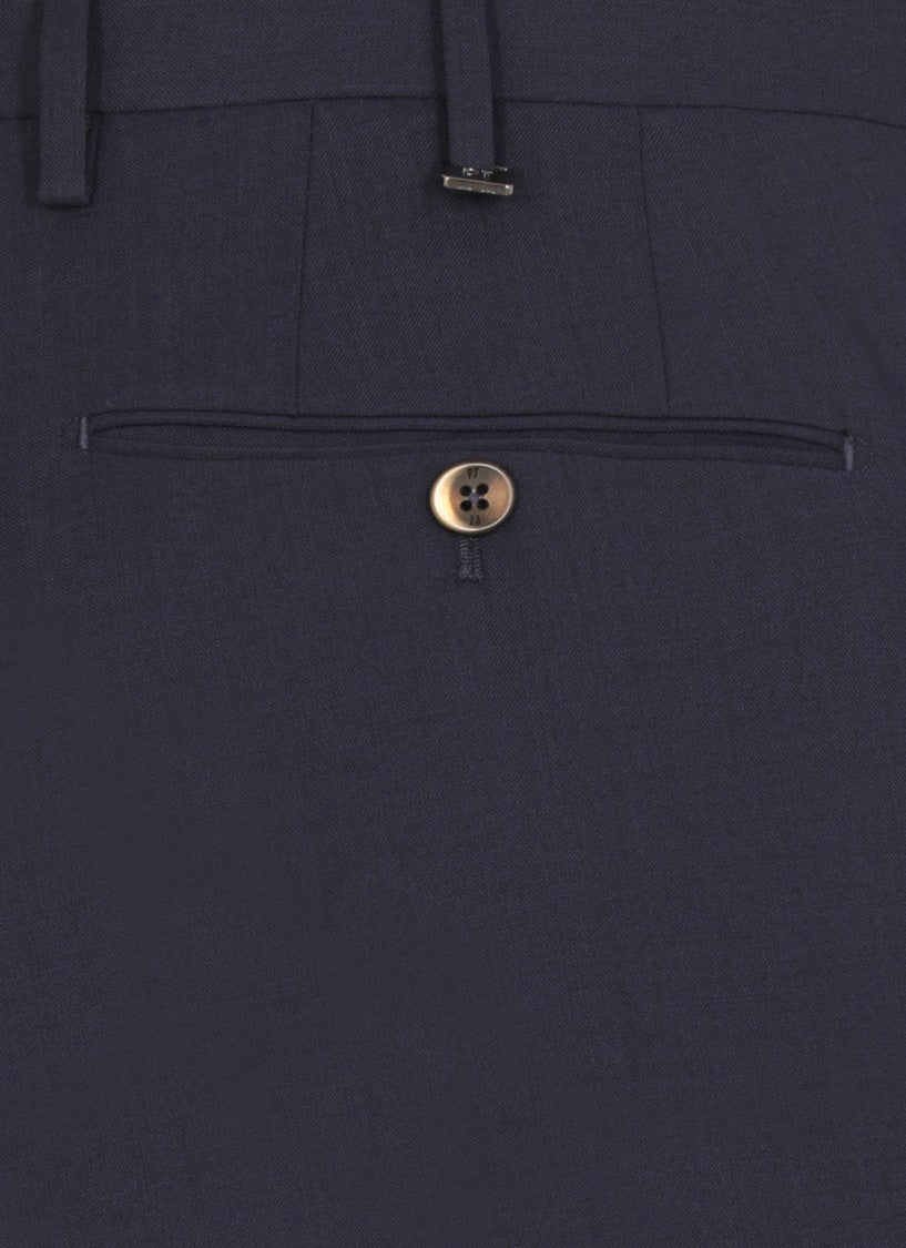 Pt Torino Blue Wool Trousers