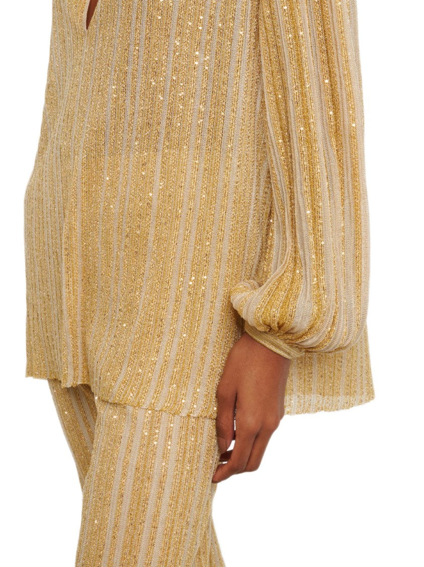 Missoni Gold Chevron Lamé Sequin Blusa