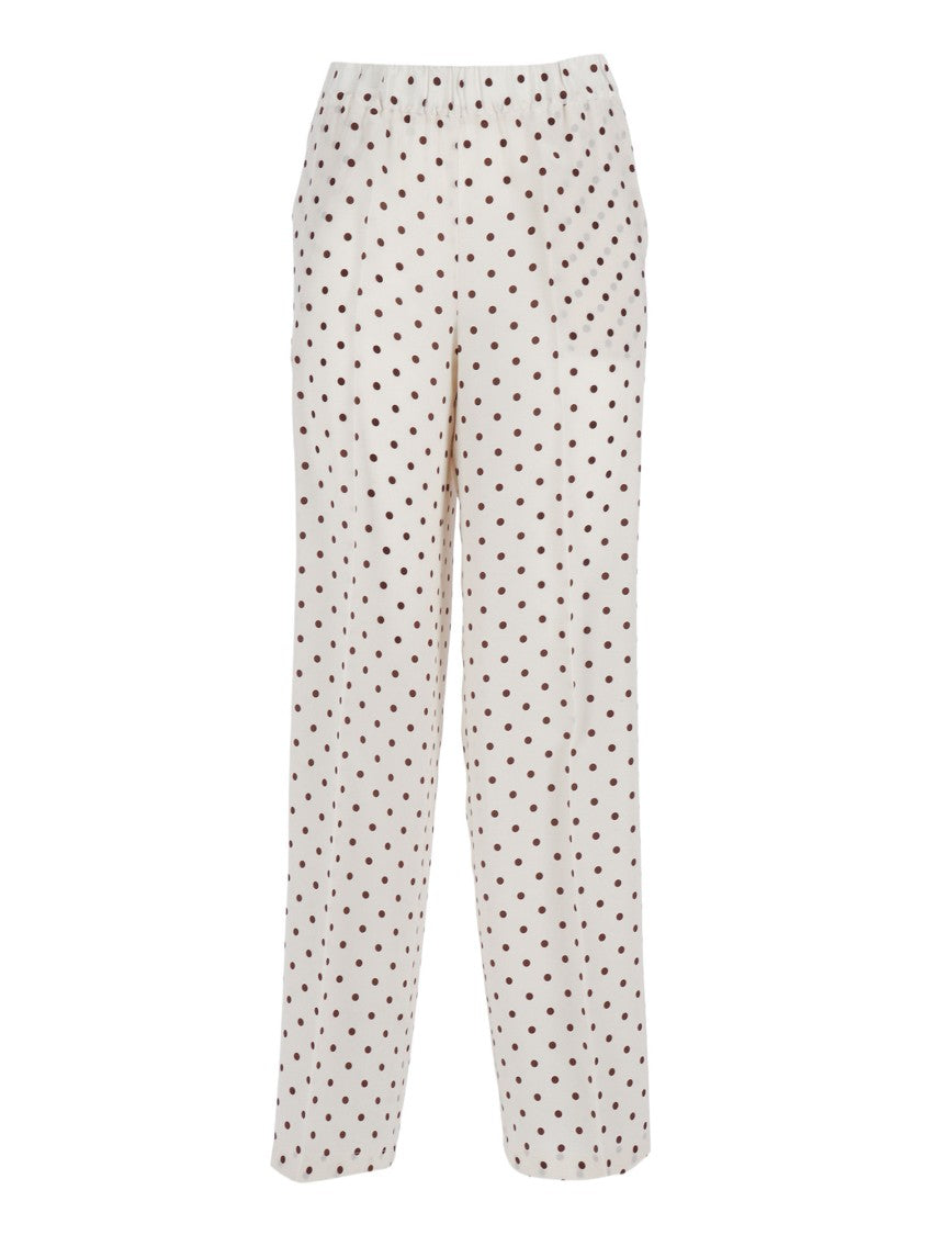 P.A.R.O.S.H. Polka Dot Silk Relaxed Straight-Leg Pants