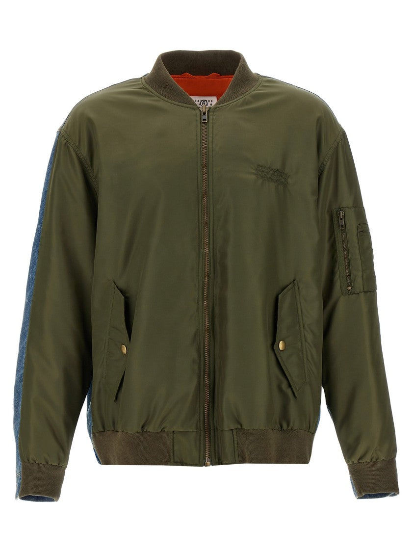 Mm6 By Maison Margiela Bimaterial Bomber Jacket With Numeric Signature