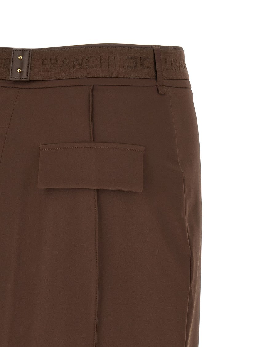 Elisabetta Franchi Belted Midi Skirt With Ribbed Detailing