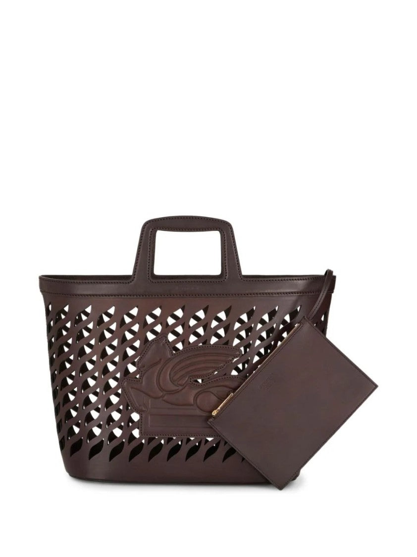 Etro Structured Leather Tote Bag With Cut-Out Design