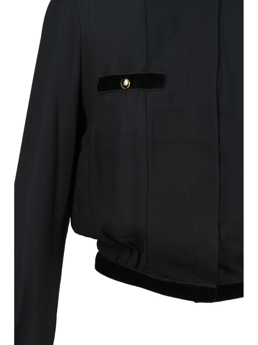 Elisabetta Franchi Black Fluid Viscose Cropped Top
