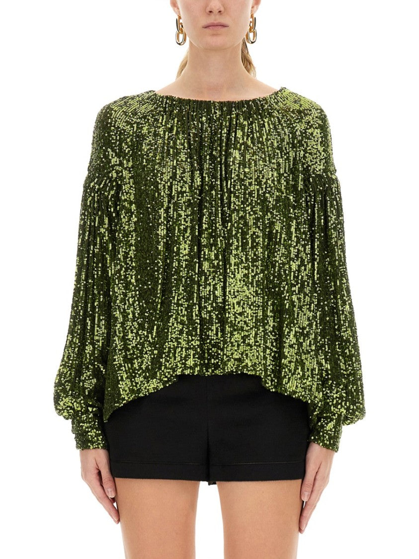 Rabanne Volume-Sequined Blouse With Airy Silhouette