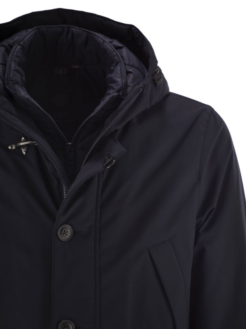 Fay Short Parka In Technical Gabardine