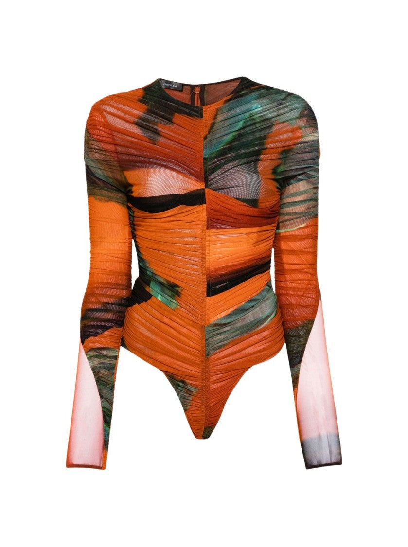 Mugler Archive Print Mesh Bodysuit