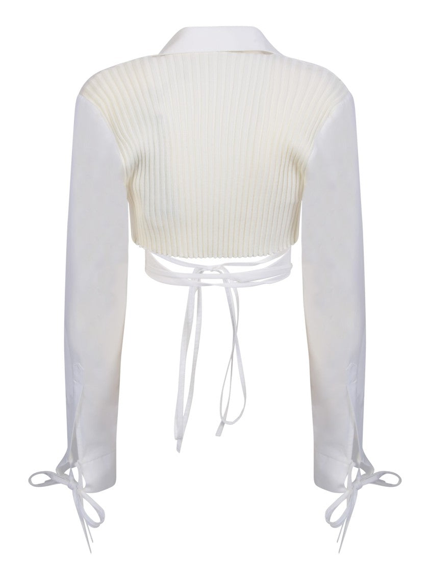 Andreâdamo Cropped White Cardigan