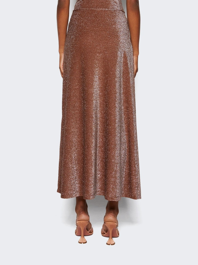 Johanna Ortiz Rainstorm Midi Skirt Dark Chocolate