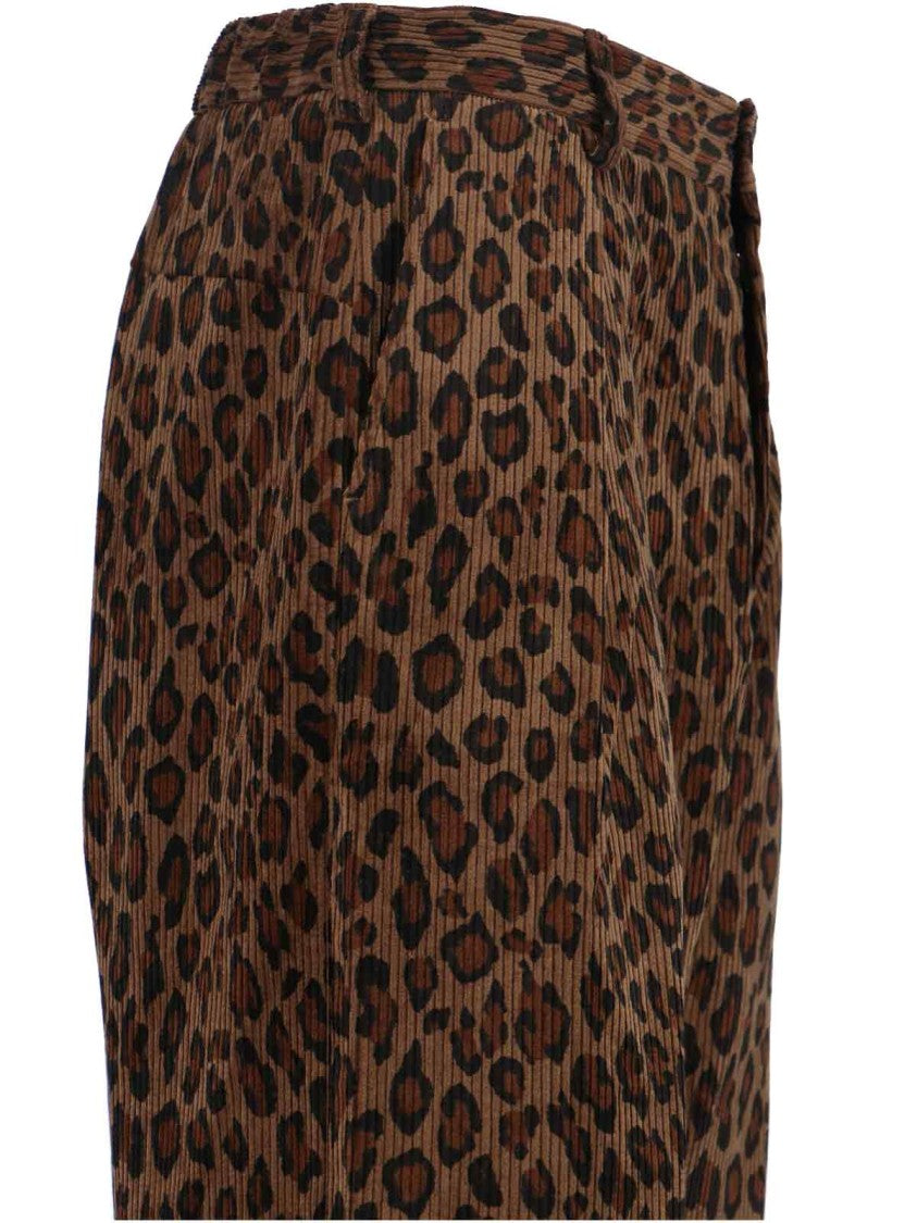 Sibel Saral Cropped Trousers With Bold Leopard Print