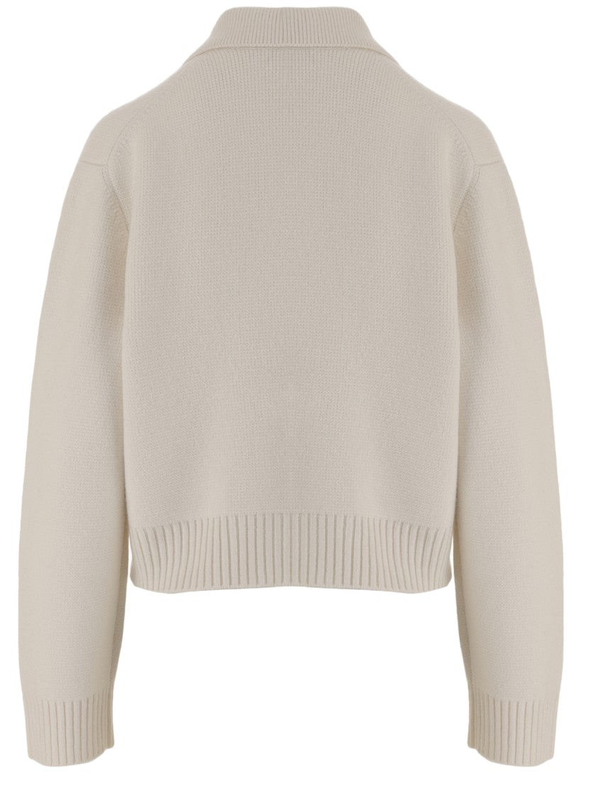 Arch4 Double-Breasted Cashmere Knit Jacket With Classic Collar
