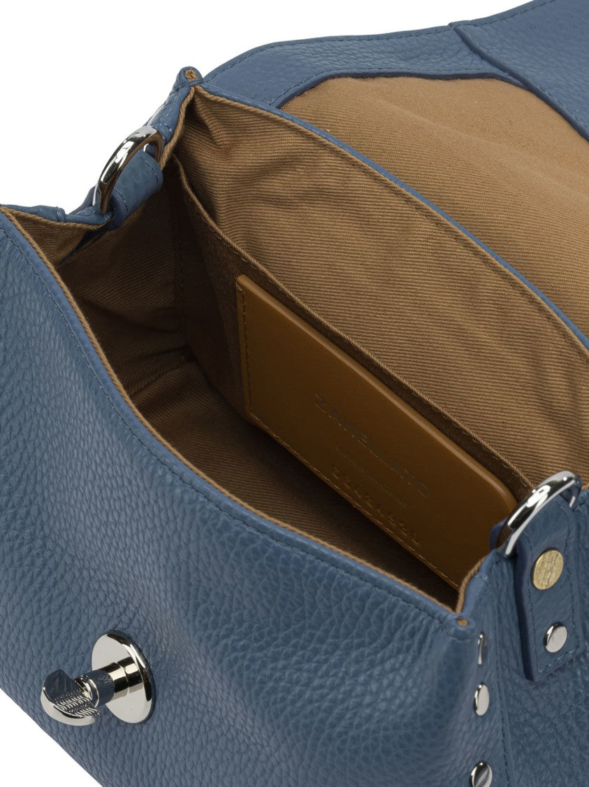 Zanellato Textured Leather Handbag With Flap Closure