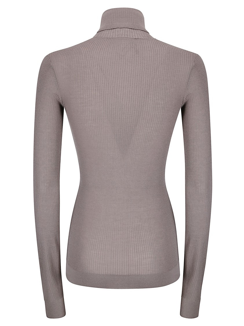 Lemaire High Collar Seamless Knit Top With Straight Hems