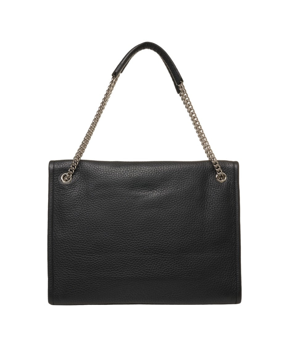 Orciani Hammered Leather Shoulder Bag With Removable Chain Strap