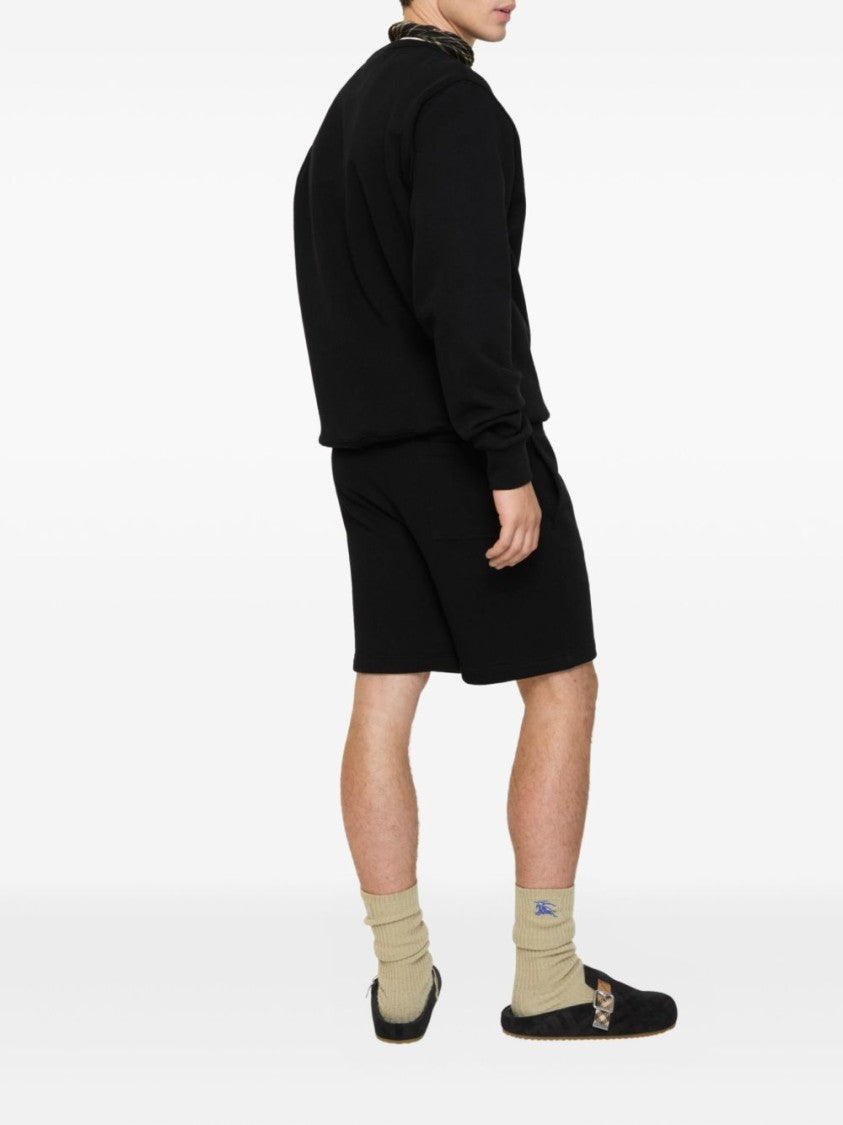Burberry Black Cotton Shorts With Subtle Logo Detail