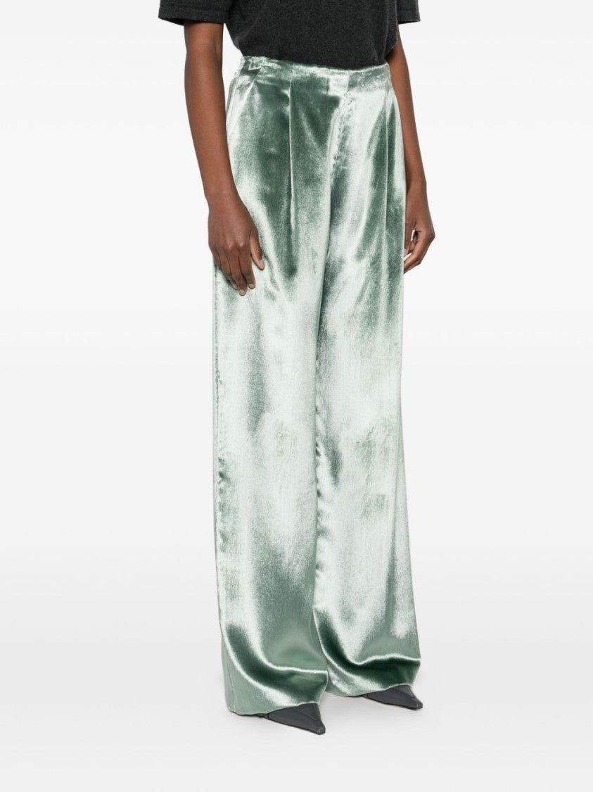 Alberta Ferretti Wide-Leg Trousers In Shiny Viscose