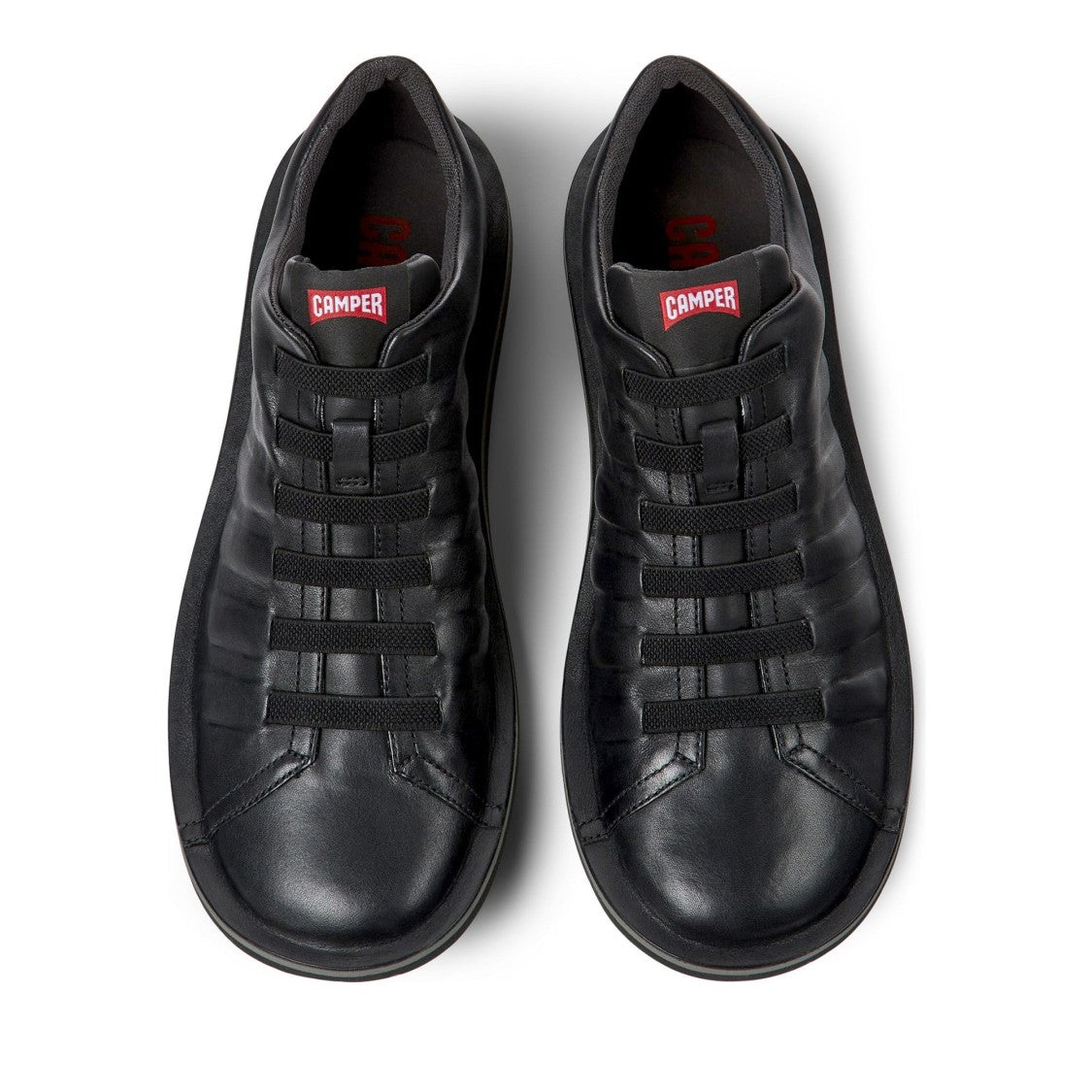 Camper Black Beetle Ribbed Design Leather Sneakers