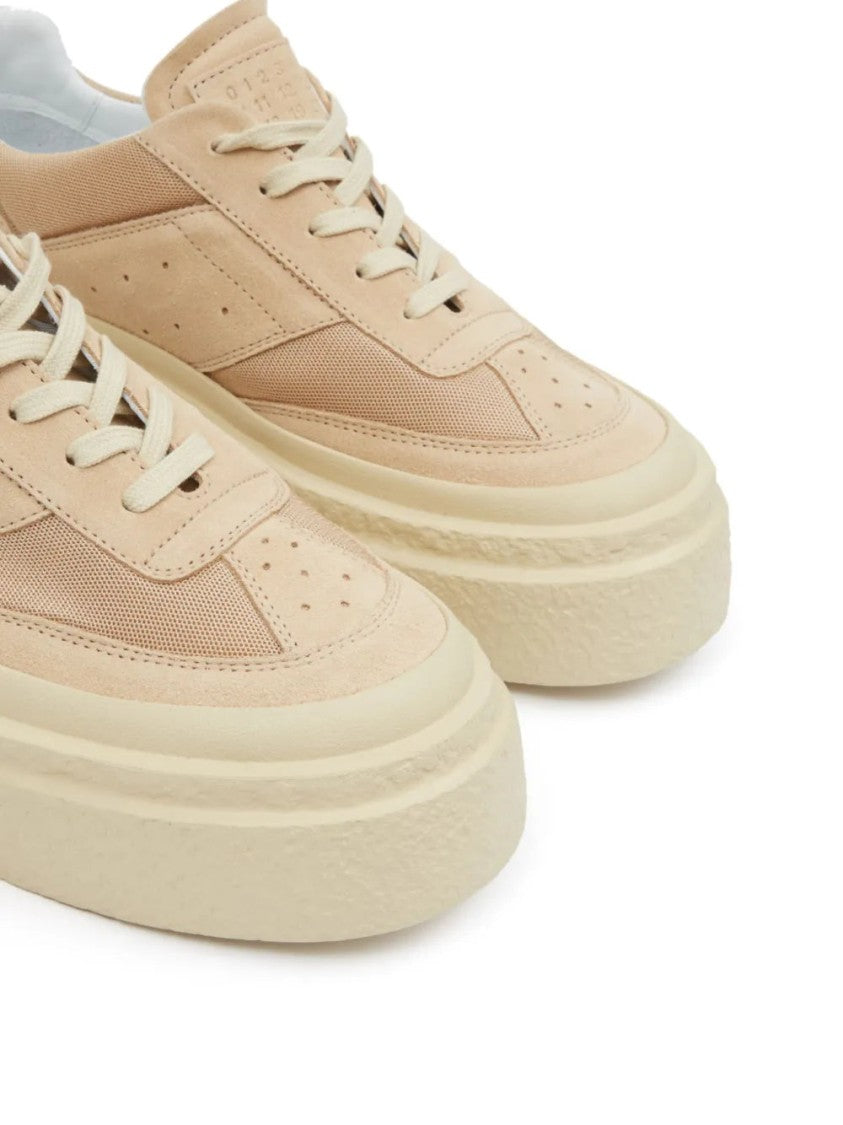 Mm6 By Maison Margiela Beige Calf Leather And Suede Sneakers