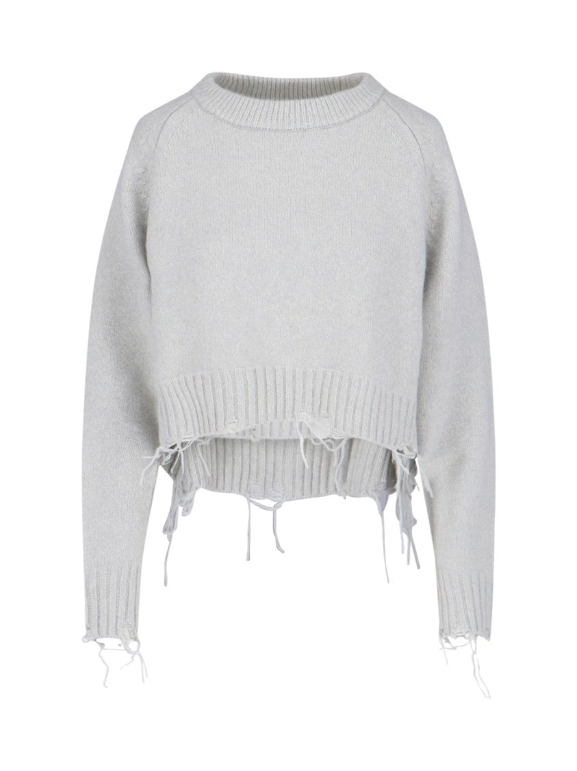 Low Classic Damage Crop Sweater – Grey