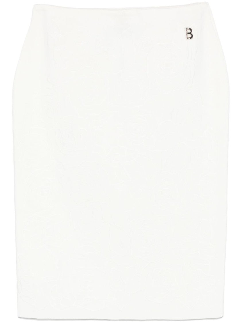 Blugirl Floral-Textured White Pencil Skirt