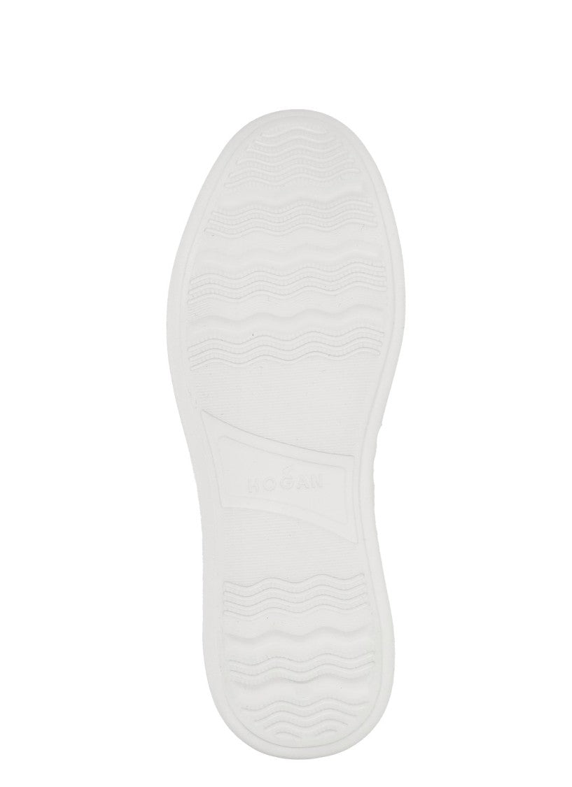 Hogan White Rebel Laminated Logo Sneakers