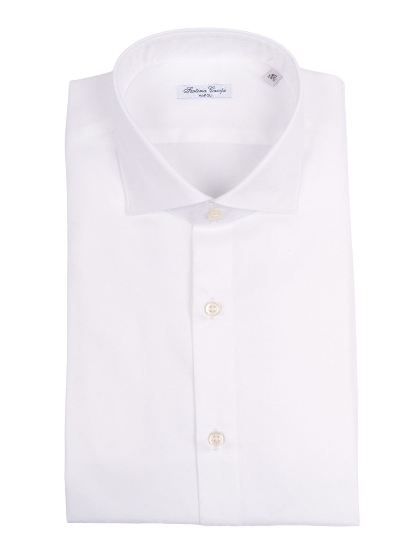 Sartoria Del Campo-Sonrisa White Structured Dress Casual Shirt