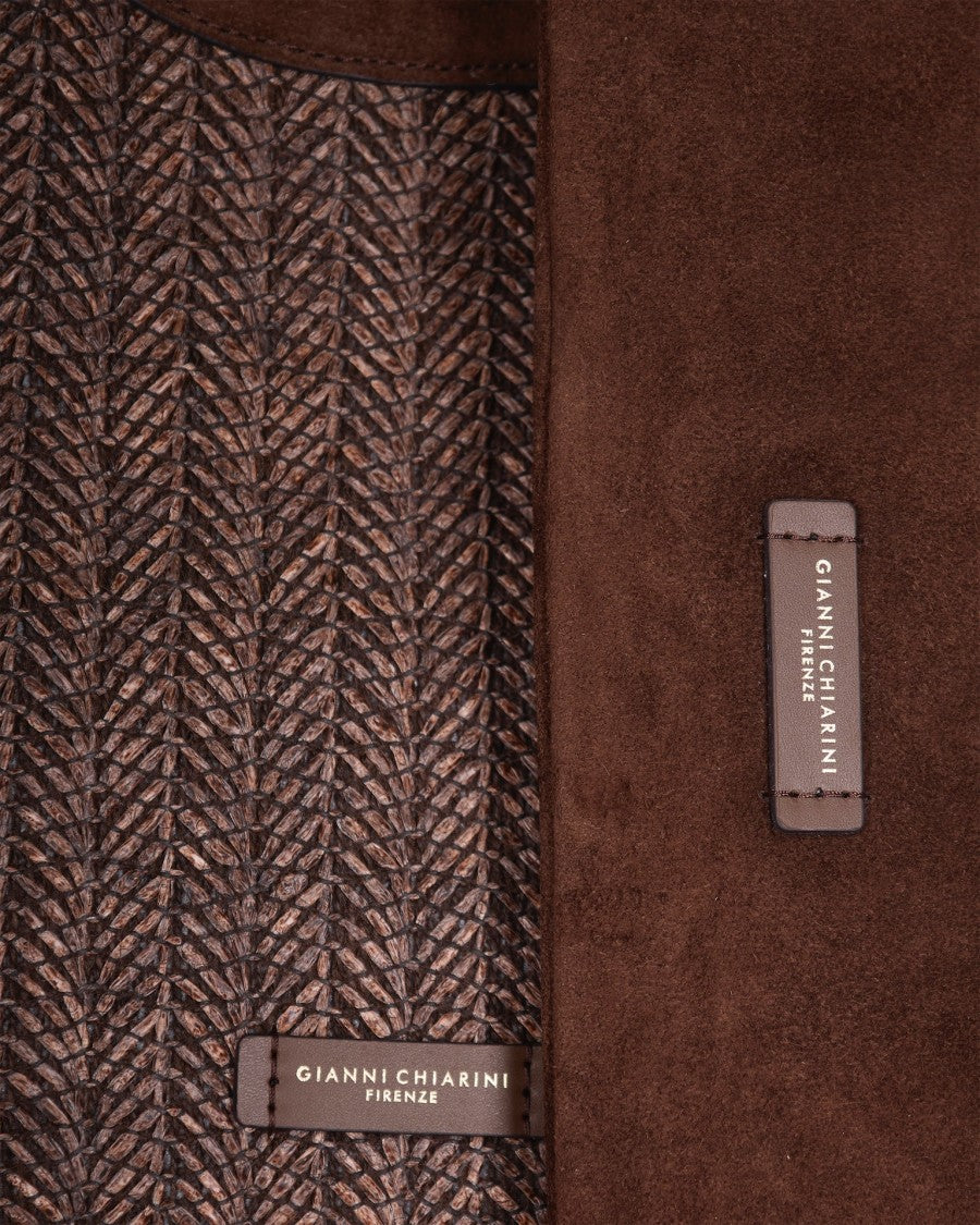 Gianni Chiarini Herringbone Pattern Shoulder Bag With Suede