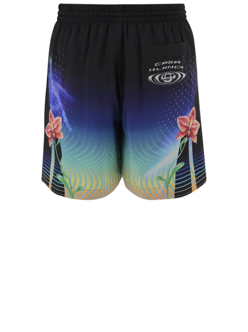 Casablanca Multicolor Graphic Print Silk Shorts