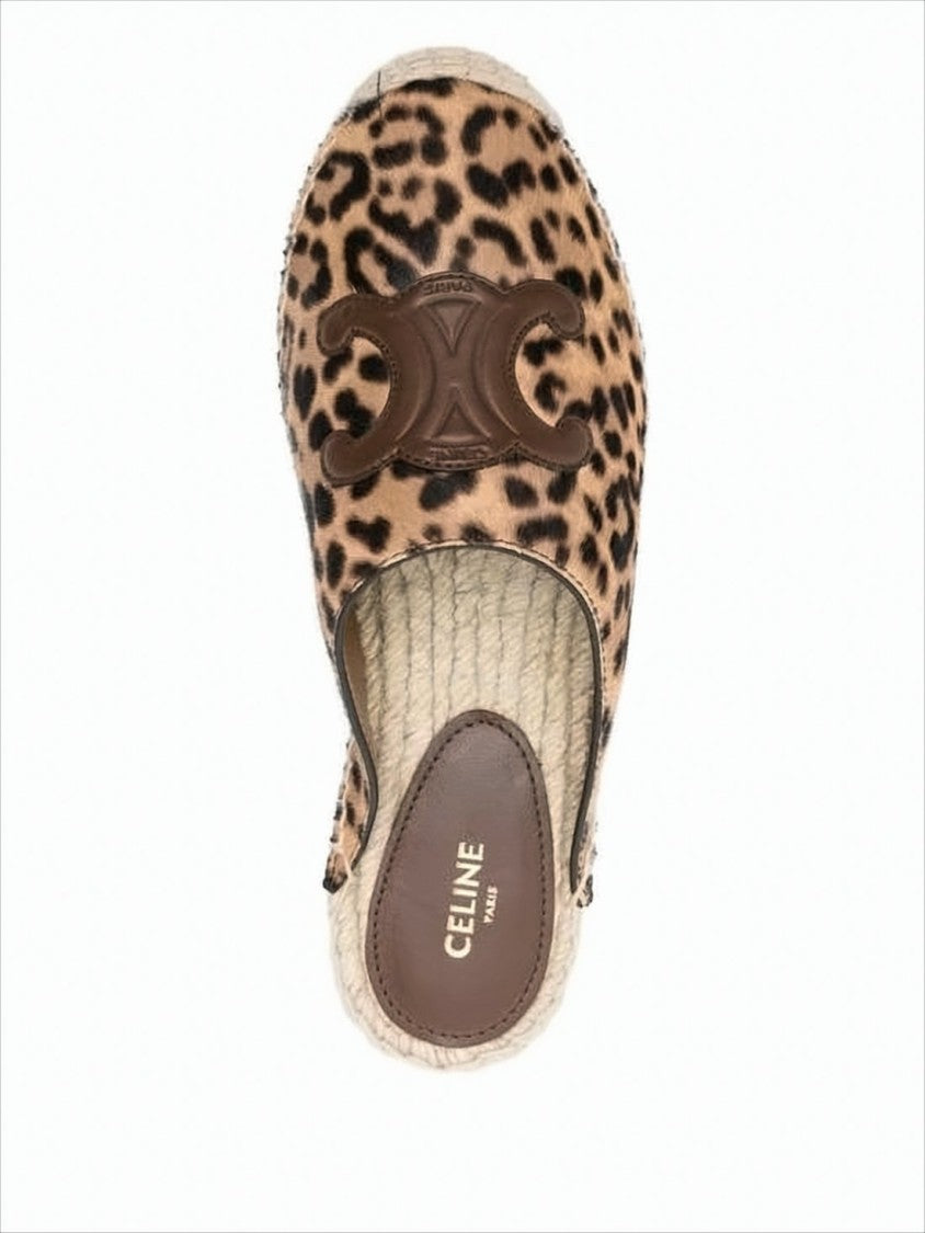 Celine Leopard Print Calf Leather Slip-On Mule