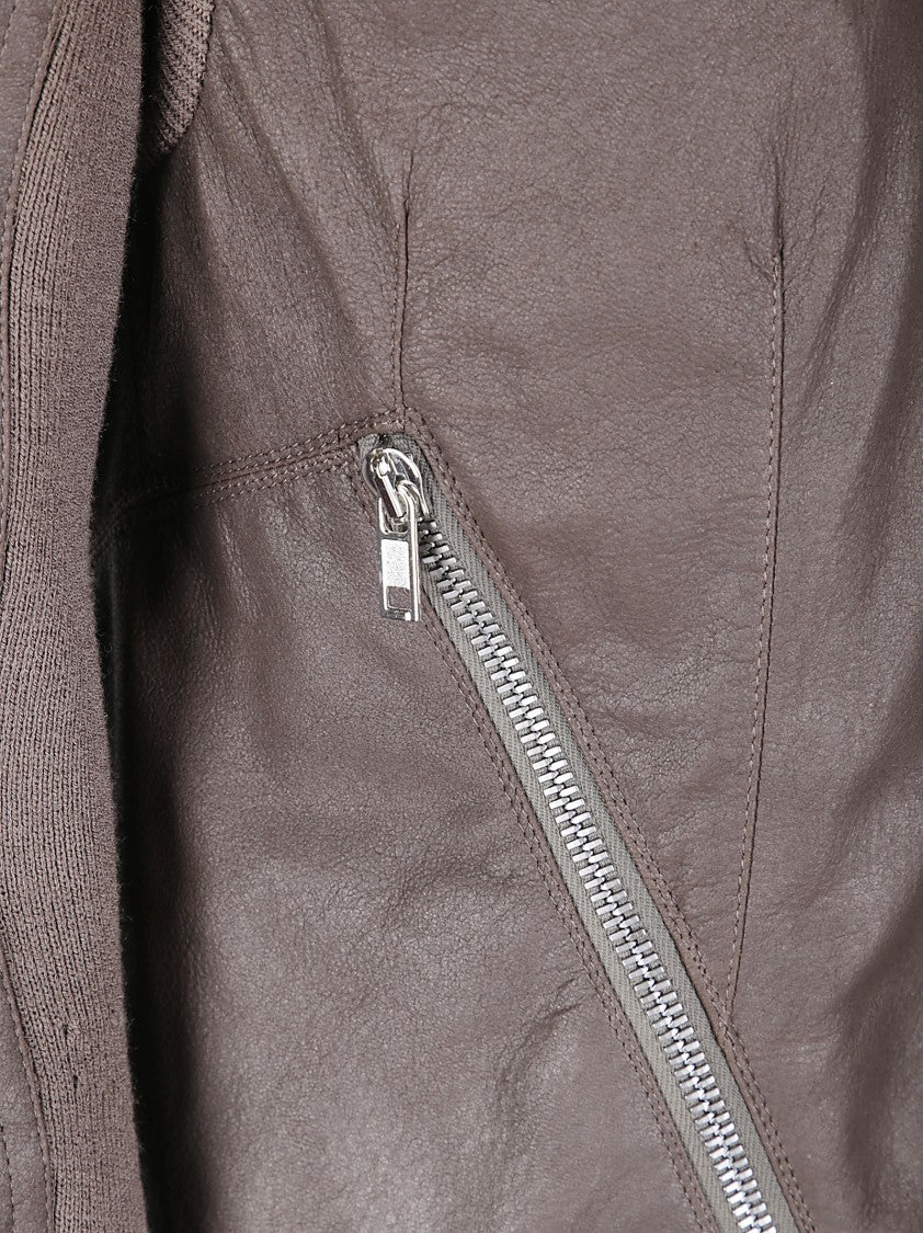 Rick Owens Tailored Brown Lamb Leather Jacket With Padded Shoulders