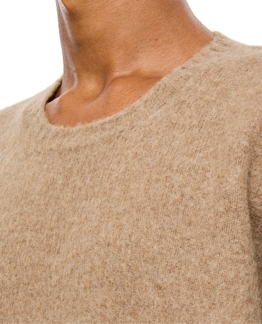 Drumohr Beige Crewneck Knit Sweater With Ribbed Finishes