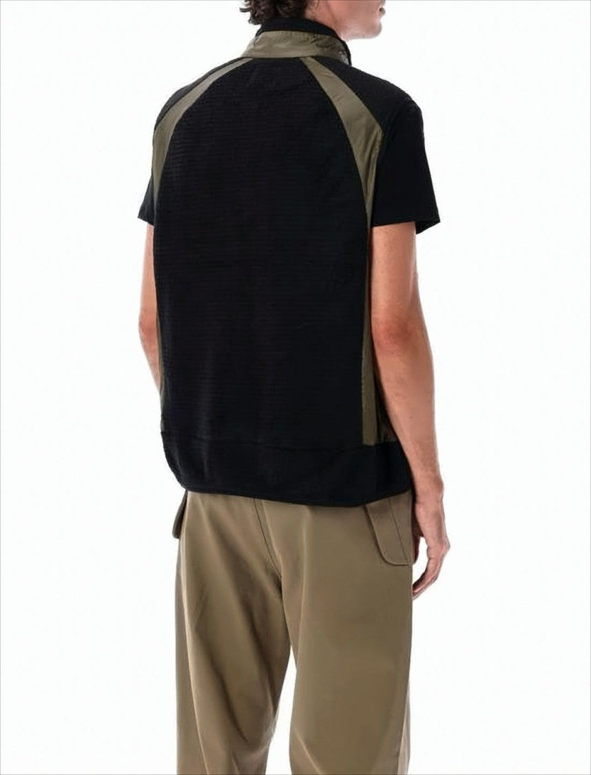 Roa Textured Black Vest With Olive Green Accents