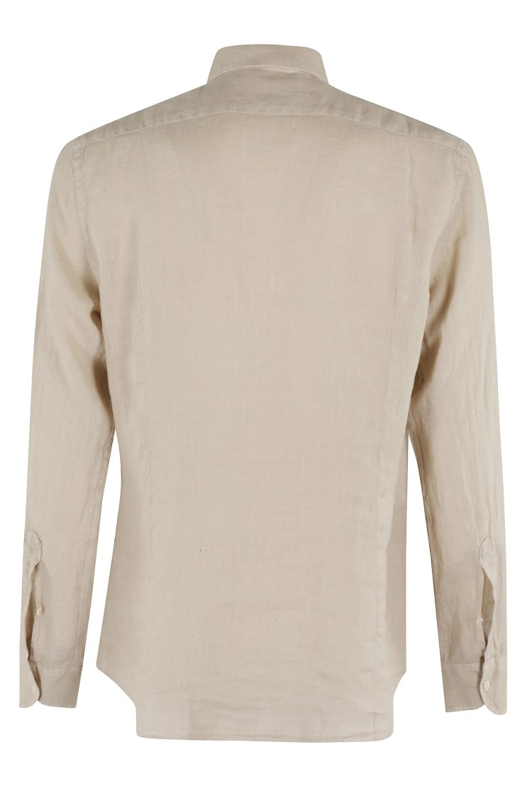 Mc2 Saint Barth Linen Long-Sleeve Shirt With Classic Collar
