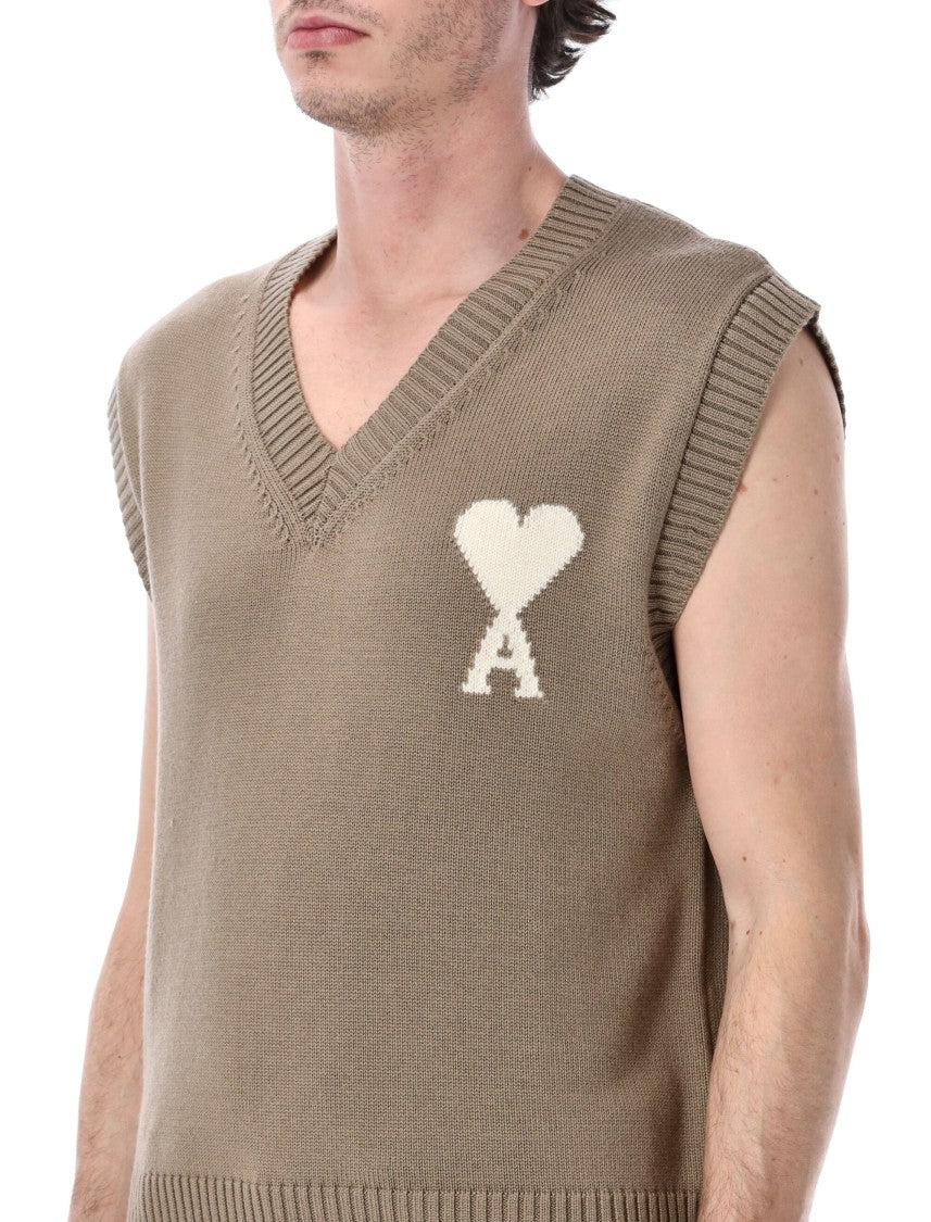 Ami Paris Ami De Coeur V Neck Knit Gilet