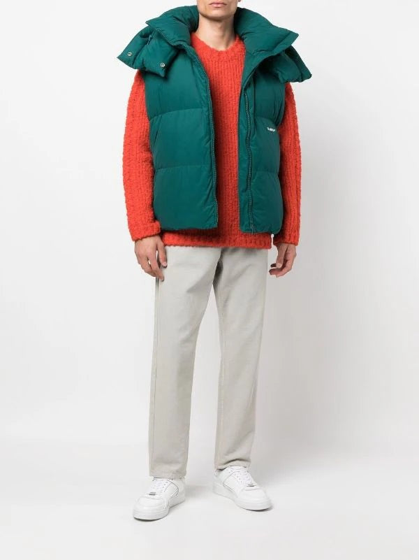 Off-White Emerald Green Feather Down Hooded Gilet