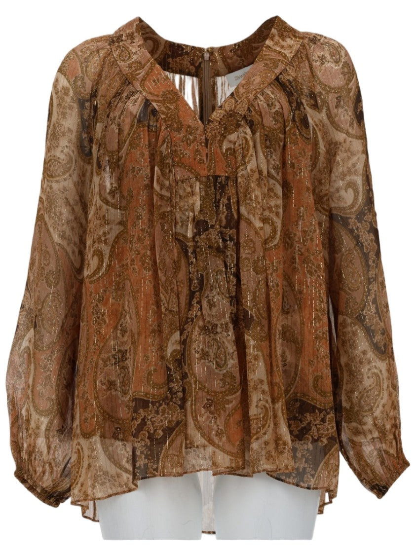 Zimmermann Carousel Silk-Blend Paisley Batwing Blouse