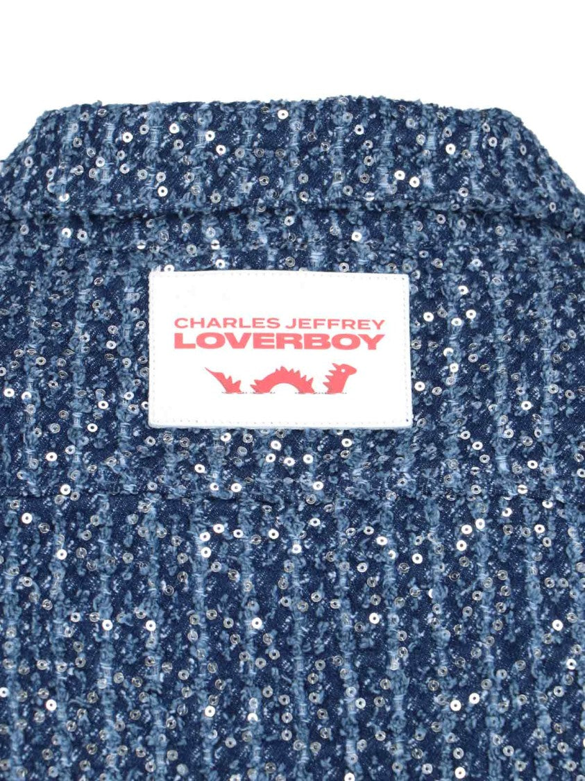 Charles Jeffrey Loverboy Blue Denim Sequin Jacket