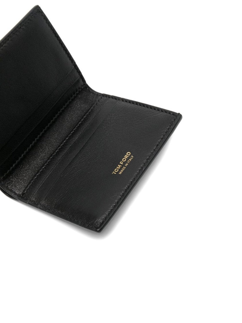 Tom Ford Card Holder In Shiny Crocodile Print Leather