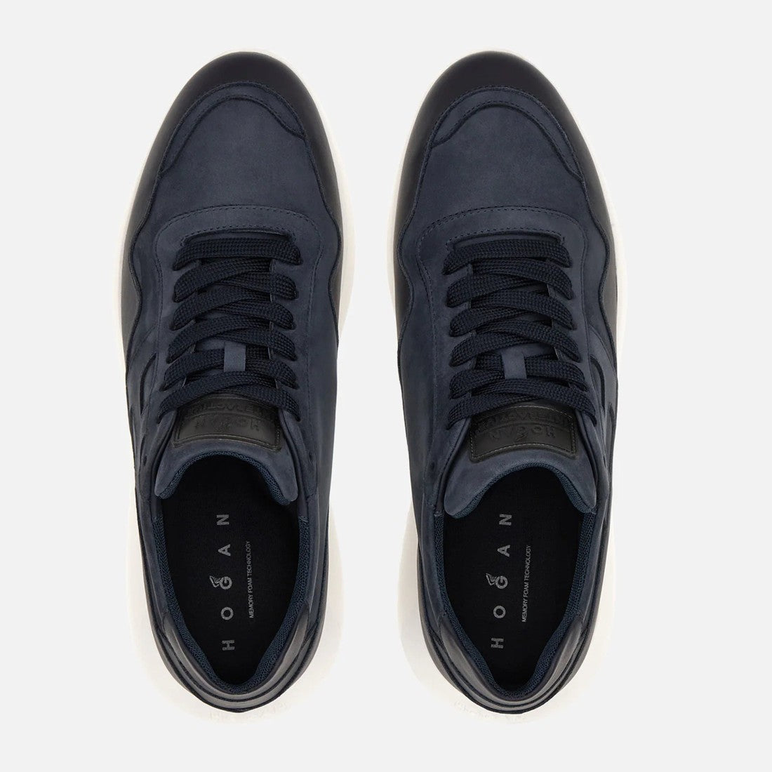 Hogan Blue Leather Low-Top Sneakers With Textured Sole