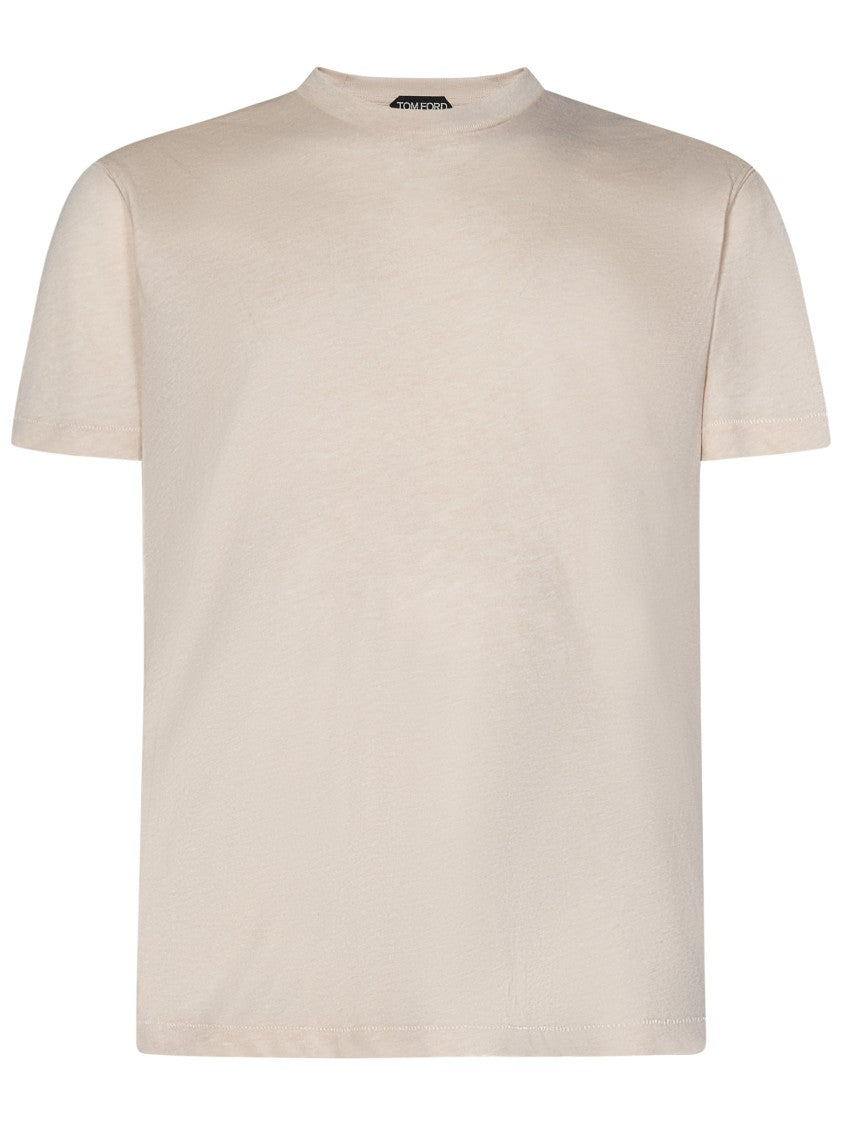 Tom Ford Pink Crew Neck T-Shirt With Minimalist Design