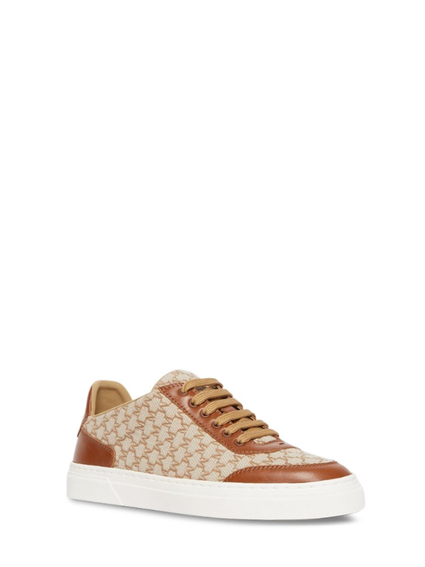 Max Mara Logo Jacquard Sneakers With Textured Fabric And Leather Accents