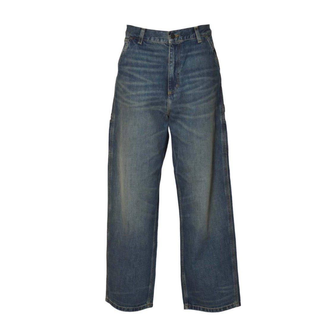 Carhartt Wip High-Waisted Wide-Leg Jeans With Vintage Wash And Utility Pockets