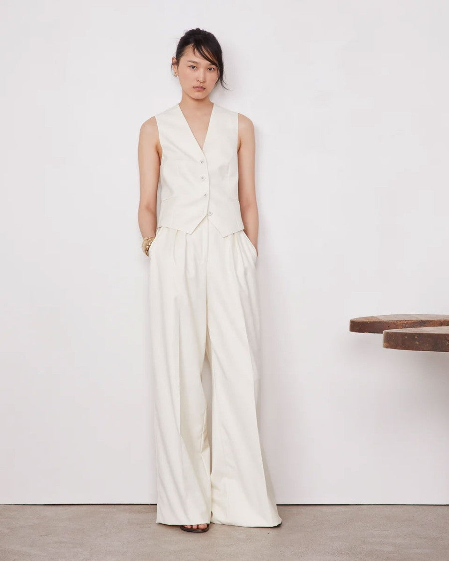 Officine Generale High-Waisted Wide Leg Pants With Double Pleats