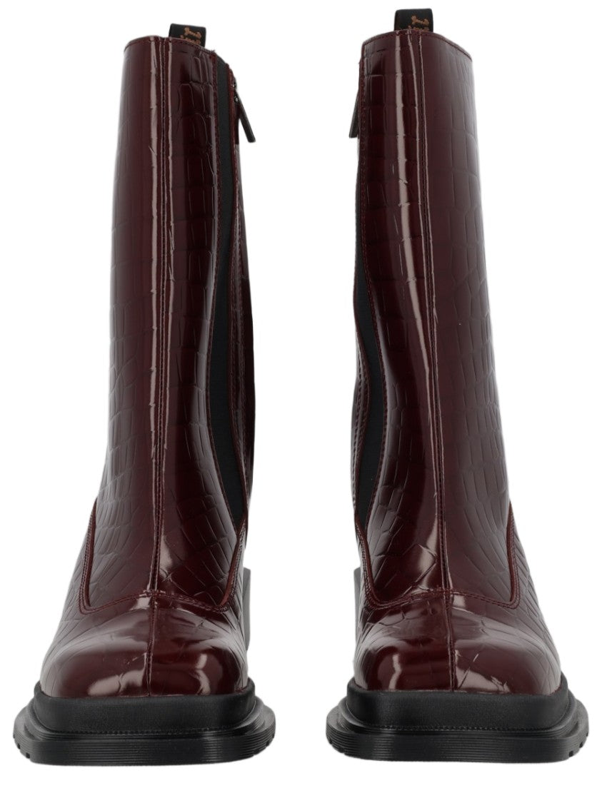 Dr. Martens Maybole Hi Glossy Crocodile Texture Leather Boots
